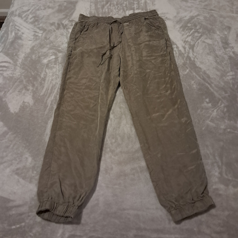 Johnny Was Womens Olga Jogger Drawstring Pockets Green Sheen Cupra Rayon Sz. S